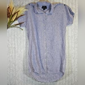 Tahari 100% Linen Striped Button Down Shirt Dress – Size Medium